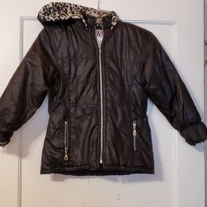 Girls black hoodie winter jacket sz 6x